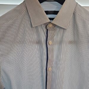 Z Zegna Men's Pinstripe Shirt - White and Blue Dress Shirt